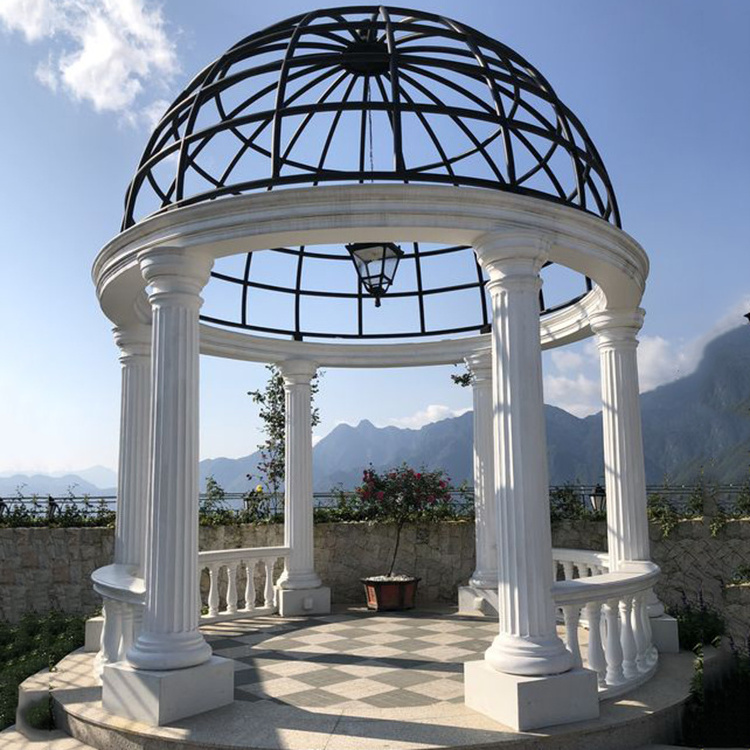 Customized natural marble hexagon gazebo for outdoor wedding decoration