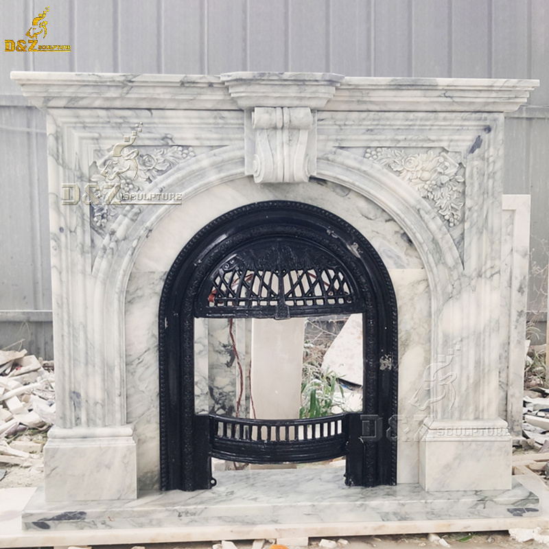 Classic Antique Chinese Freestanding Marble Stone Arched Fireplaces Mantels Surround Frame Mantles