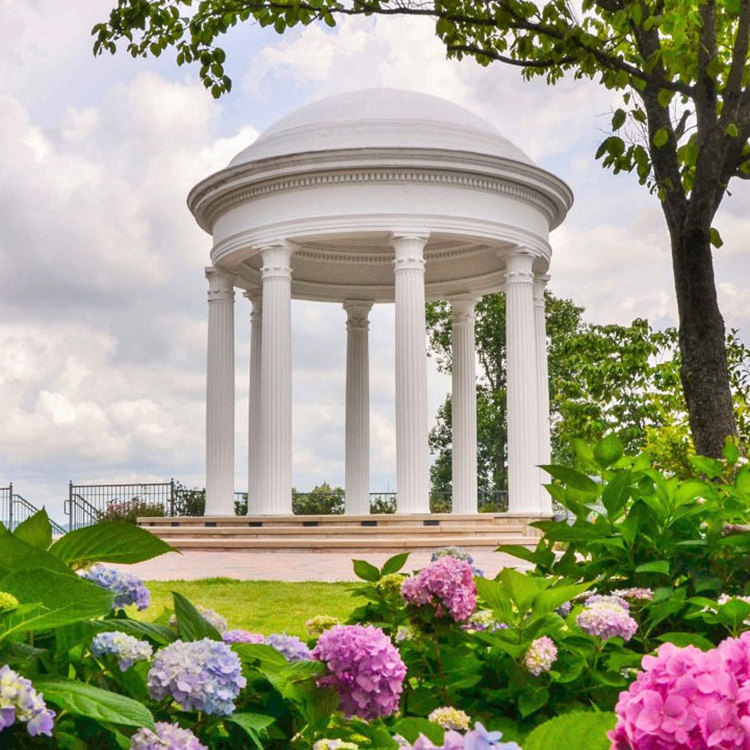 White Marble Stone Outdoor Round Gazebo With Metal Roof