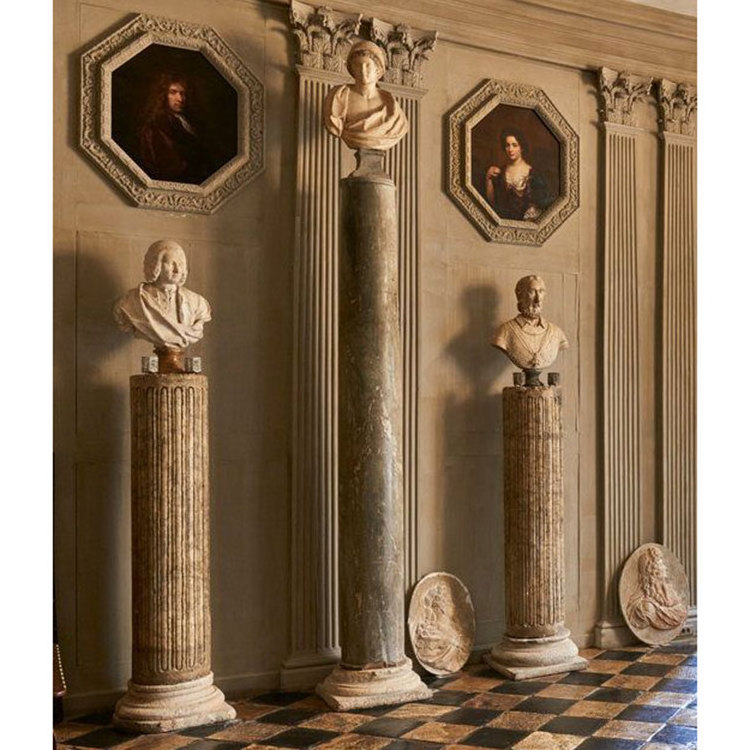 Customized Design Granite Marble Baluster Column With Man Bust For Sale