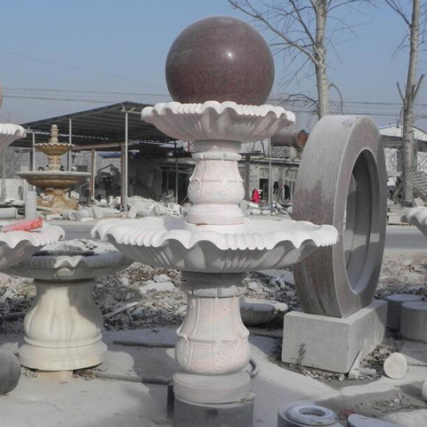 Customized Service White Marble Rolling Ball Granite Water Fountain Sale