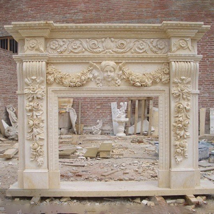 European MDF White Floating Tv Stand Marble Stone Fireplace Mantels