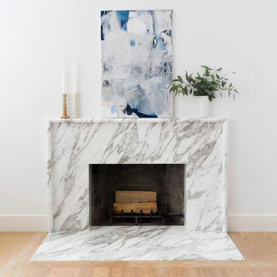 Fancy Arched Fireplace Surround White Marble Mantel Simple Design Home Modern Decor