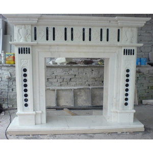 European MDF White Floating Tv Stand Marble Stone Fireplace Mantels