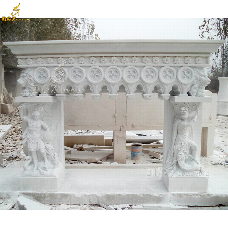 Classic Antique Chinese Freestanding Marble Stone Arched Fireplaces Mantels Surround Frame Mantles