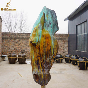 Custom European Outdoor Park Decoration Garden Giant Brass Animal Statue Life Size Bronze Horse Head Sculpture