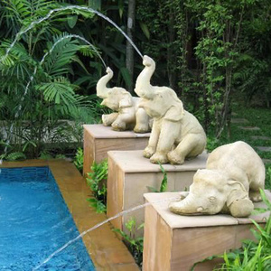 LIfe size Garden Stone Marble Cute Elephant Water Fountain For Sale