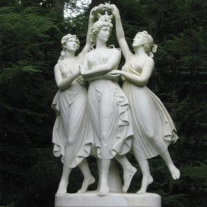 Outdoor decor garden life size  greek goddess the three graces marble statue