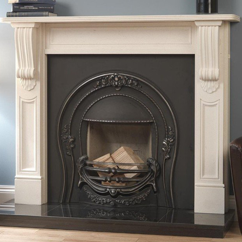 Fancy Arched Fireplace Surround White Marble Mantel Simple Design Home Modern Decor