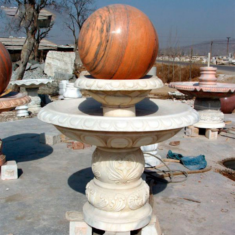 Customized Service White Marble Rolling Ball Granite Water Fountain Sale