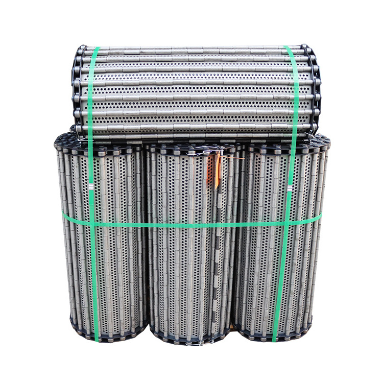 Customized SUS 304 316Food grade perforated Stainless steel wire mesh chain plate conveyor belt with baffle