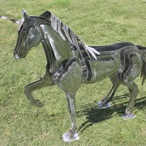 Abstract morden stainless steel unicorn horse sculpture metal animal garden statue