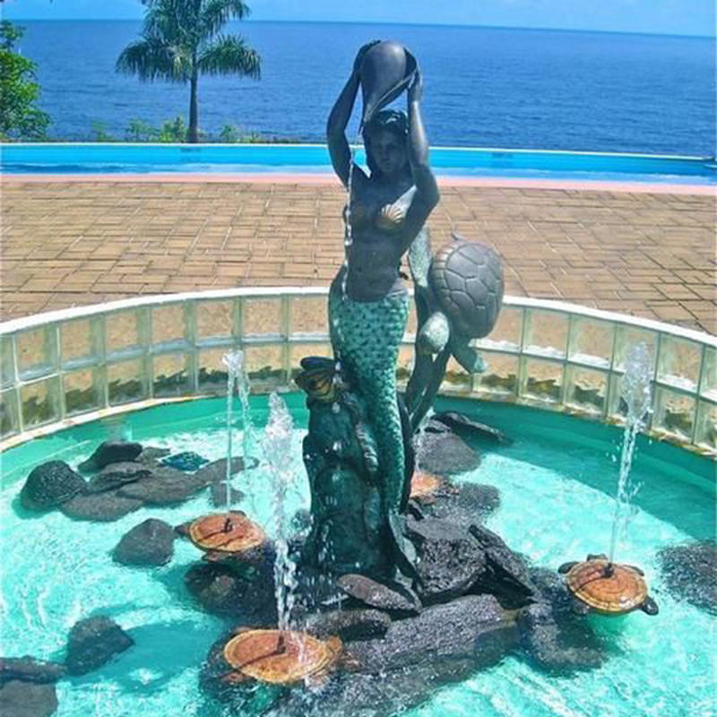 Life size classical bronze mermaid statue water feature fountain sculpture