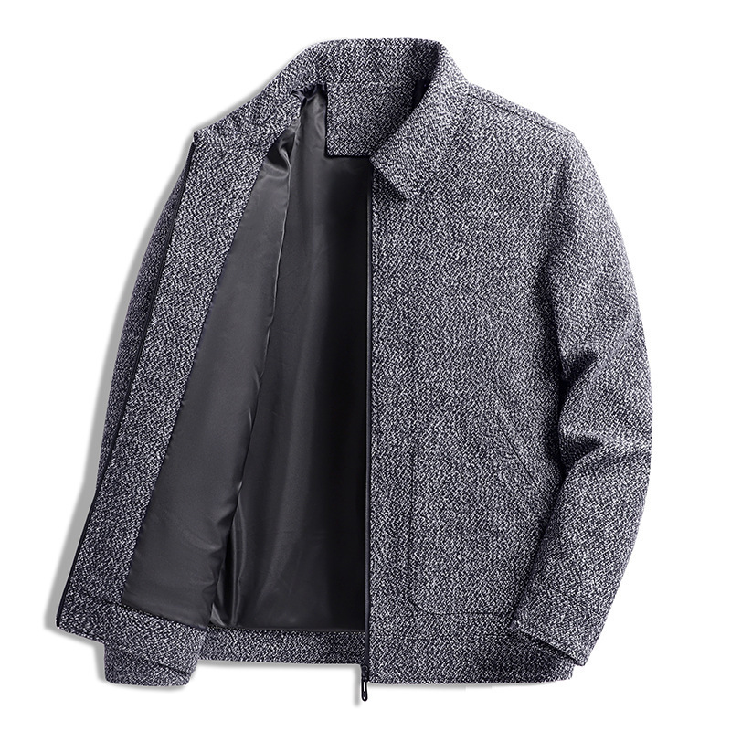 Woolen jacket wholesale spring autumn men's lapel middle-aged and elderly Daddy outfit coat foreign trade trend woolen jacket