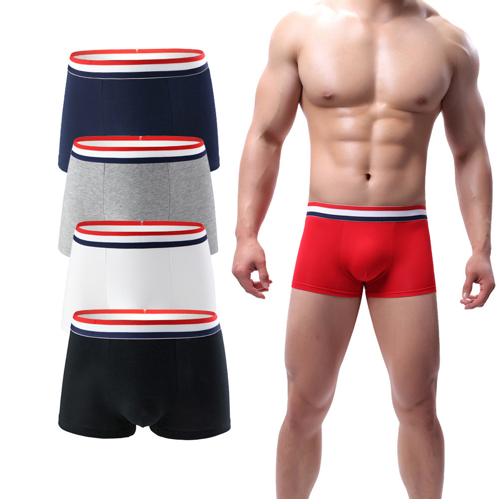 Men's underwear customized cotton small batch OEM underwear men's PU leather pants European and American sexy briefs