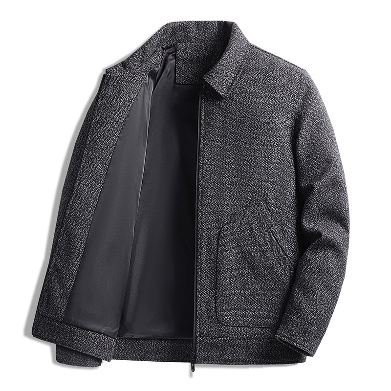 Woolen jacket wholesale spring autumn men's lapel middle-aged and elderly Daddy outfit coat foreign trade trend woolen jacket