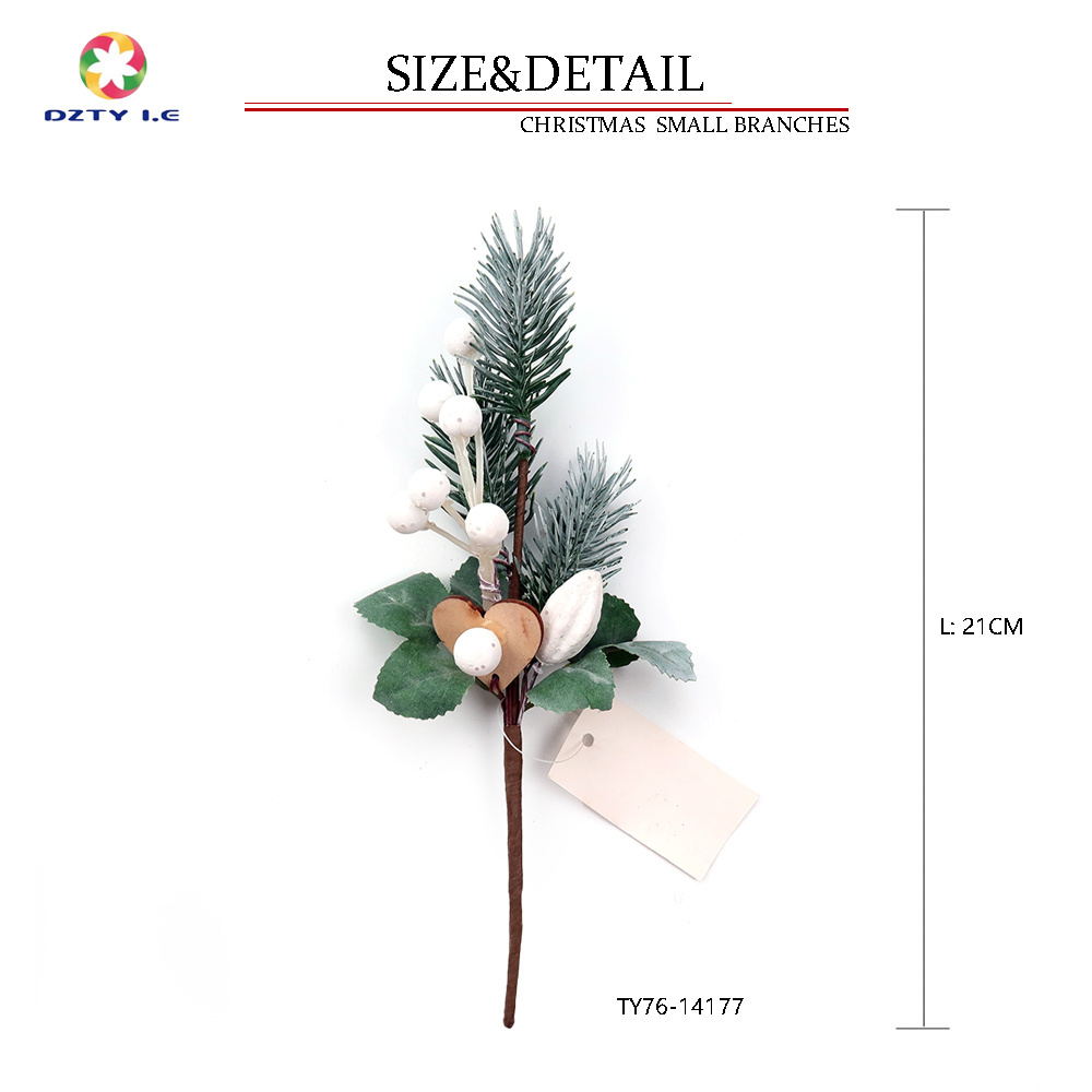 High Quality Artificial Christmas Picks White Berry Stems Evergreen Holly Stems for Christmas Floral Arrangement Wreath Holiday