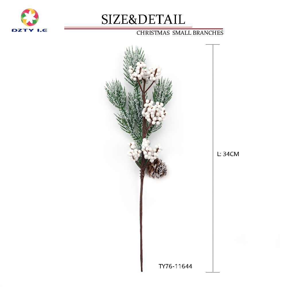 Manufacture Festive party supplies artificial Christmas pine cone white berry pick for Christmas decoration