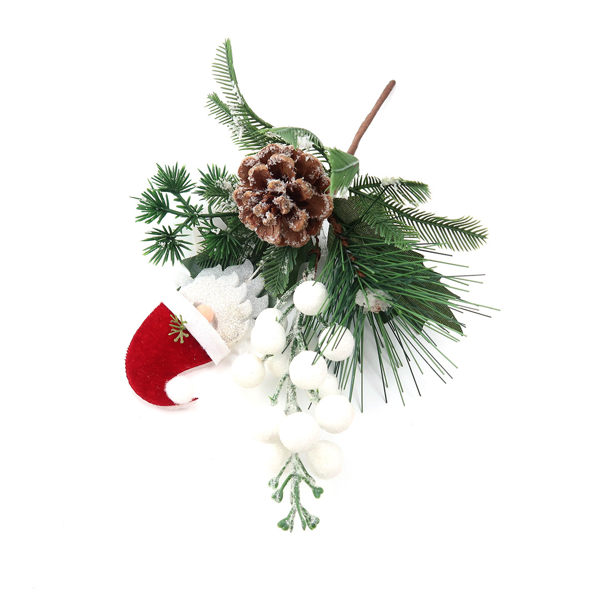 Commercial Artificial Christmas Frosty Pine Cone White Berry Father Christmas For Navidad Decoration