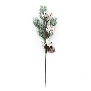 Manufacture Festive party supplies artificial Christmas pine cone white berry pick for Christmas decoration