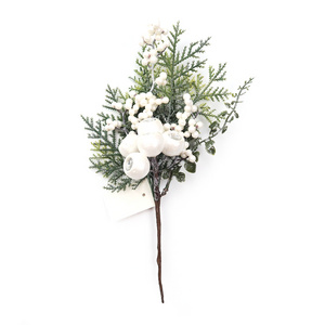 Christmas  Artificial Dry White Berry Ornaments Pine Holly Branch Tree-Shaped Festival Decoration christmas pine picks