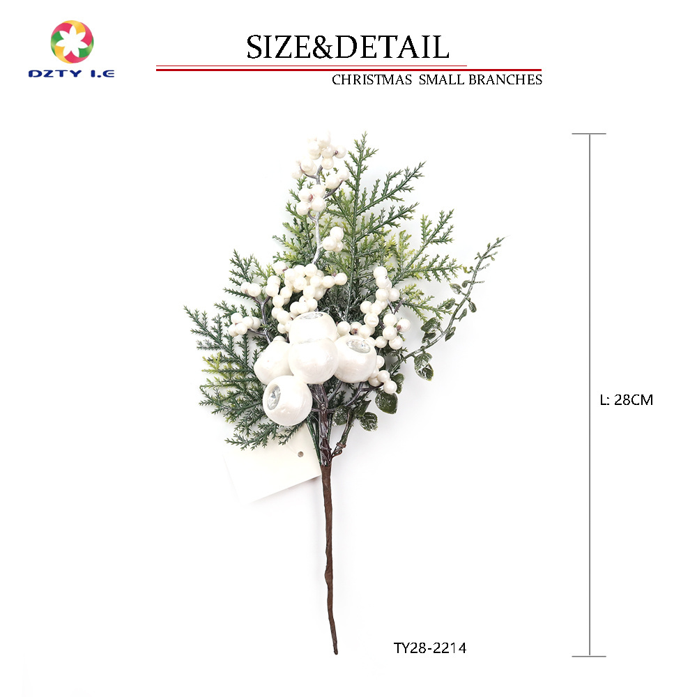 Christmas  Artificial Dry White Berry Ornaments Pine Holly Branch Tree-Shaped Festival Decoration christmas pine picks