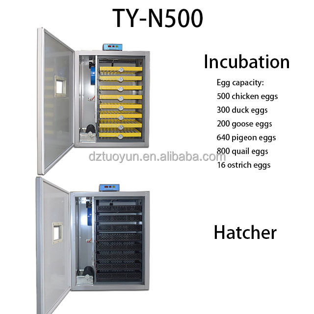 New Automatic Industrial Egg Incubator TY-N500 Wholesale China 500 Capacity 55 Electricity Power Turkey Egg Hatching Machine