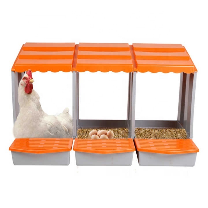 Chicken Nesting Boxes,3 Holes plastic Chicken Egg Laying Box with Swing Perch and Rollout Egg Collection for Chicken Coop