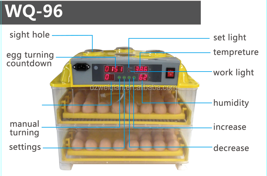 Factory sale WQ-96 mini egg incubator for sale, cheap small incubator prices india