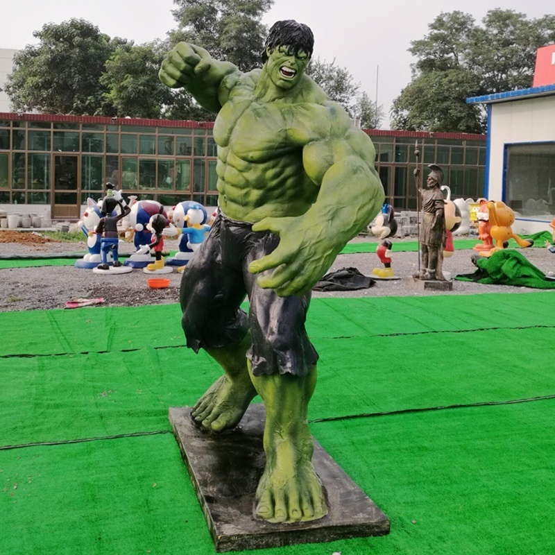 Factory Price Famous Superhero Movie Action Figures Muscle Man Fiberglass Life Size Hulk Statue Resin Sculpture