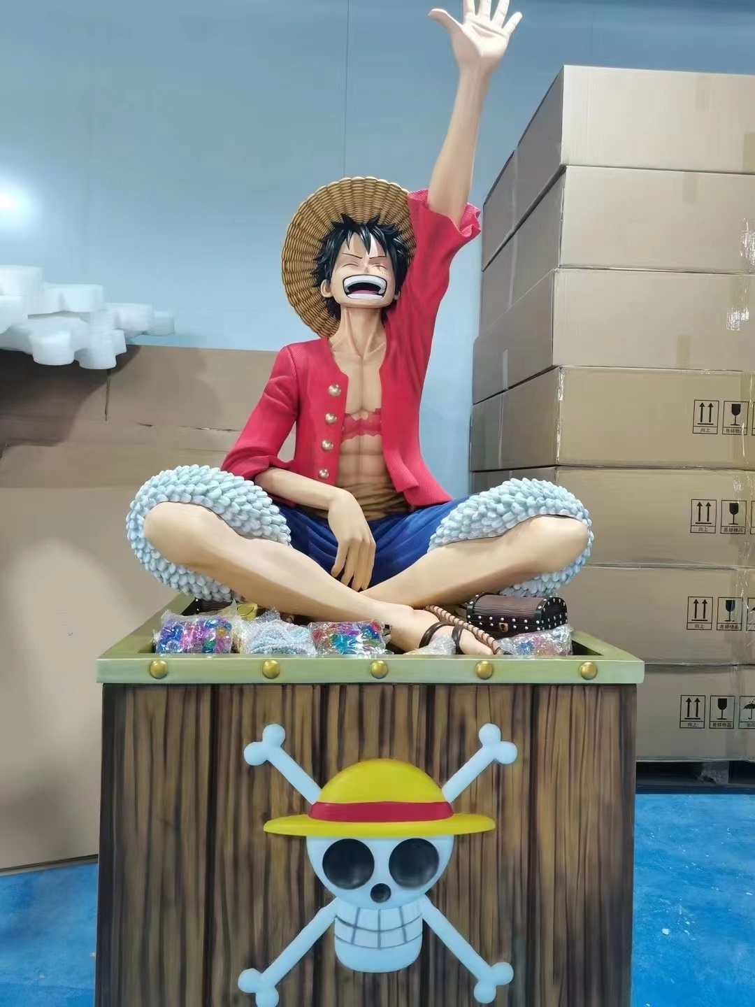 High Quality Anime Figure Resin Statue One Piece Character life size 1:1 Luffy Action Figure For Decor Anime Sculpture