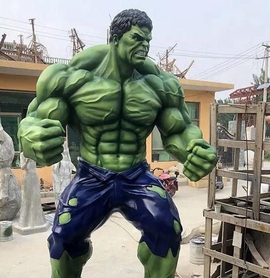 Factory Price Famous Superhero Movie Action Figures Muscle Man Fiberglass Life Size Hulk Statue Resin Sculpture