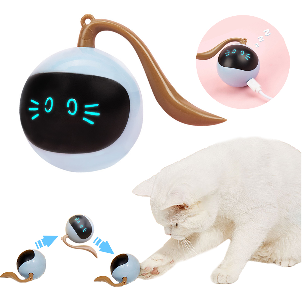 Pet Smart Interactive Cat Toy Colorful Led Self Rotating Ball Toys Rechargeable Kitten Electronic Ball Toys Cat Accessories