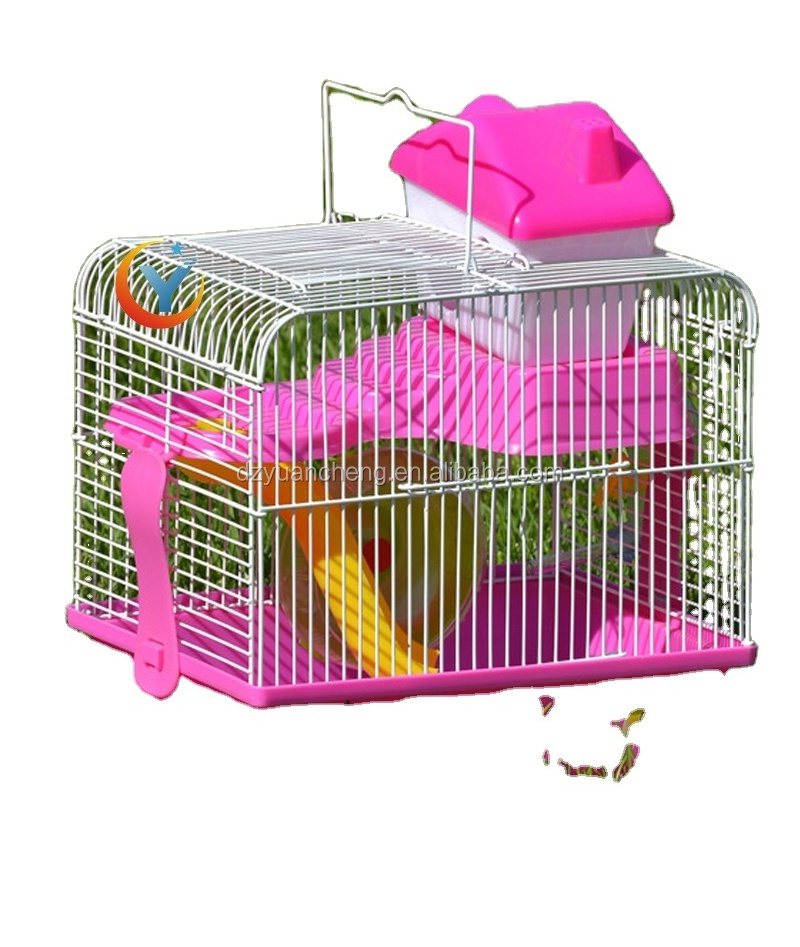 pink hamster cage accessories cheap small mouse rat pet cage for sale with drinker feeders breeding