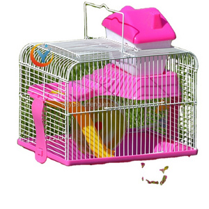 pink hamster cage accessories cheap small mouse rat pet cage for sale with drinker feeders breeding