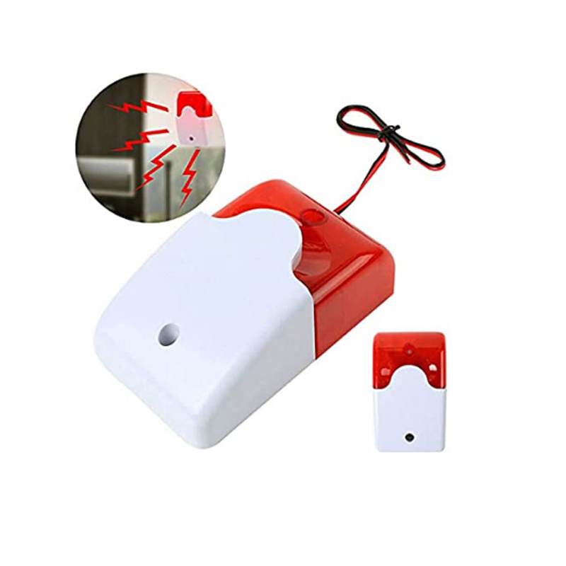 DC9 to 12V Wired Strobe Siren 110dB Red Light Sound Flash Buzzer Siren Home Security Alarm System