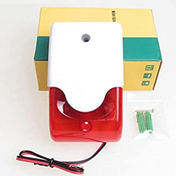 DC9 to 12V Wired Strobe Siren 110dB Red Light Sound Flash Buzzer Siren Home Security Alarm System