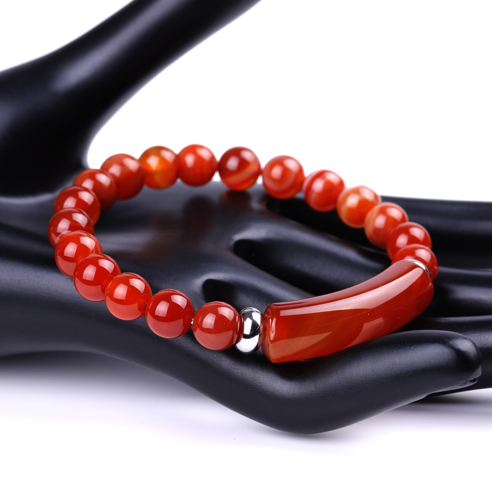 2022 New Arrival Natural Stone Pink Crystal Red Black Onyx Tiger Eye Stone Handmade Beaded Bracelet For Women And Men