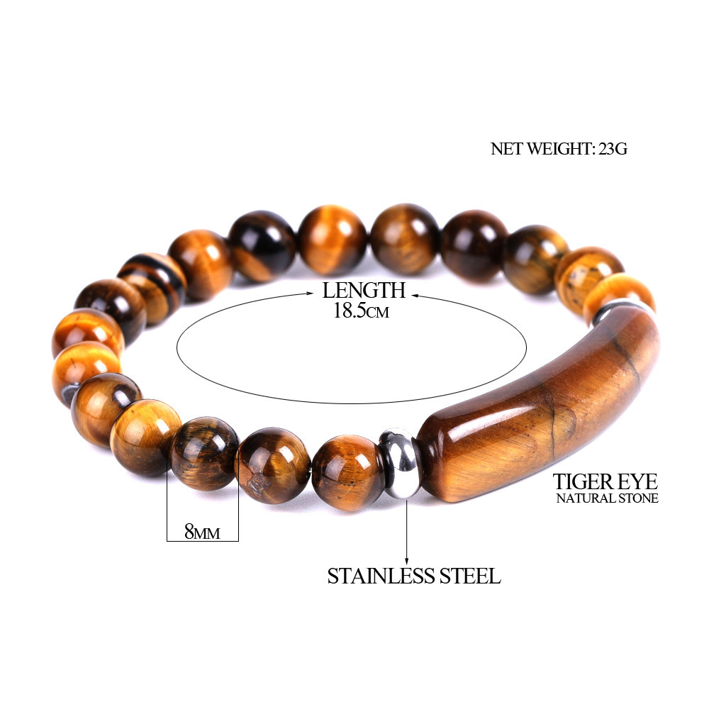 2022 New Arrival Natural Stone Pink Crystal Red Black Onyx Tiger Eye Stone Handmade Beaded Bracelet For Women And Men