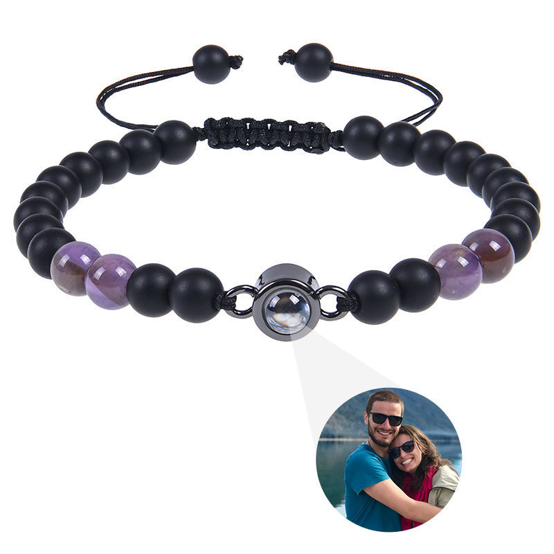 New Arrival Customs Photo Projection Valentine's Day Gift Natural Stone Adjustable Bracelet For Women And Men