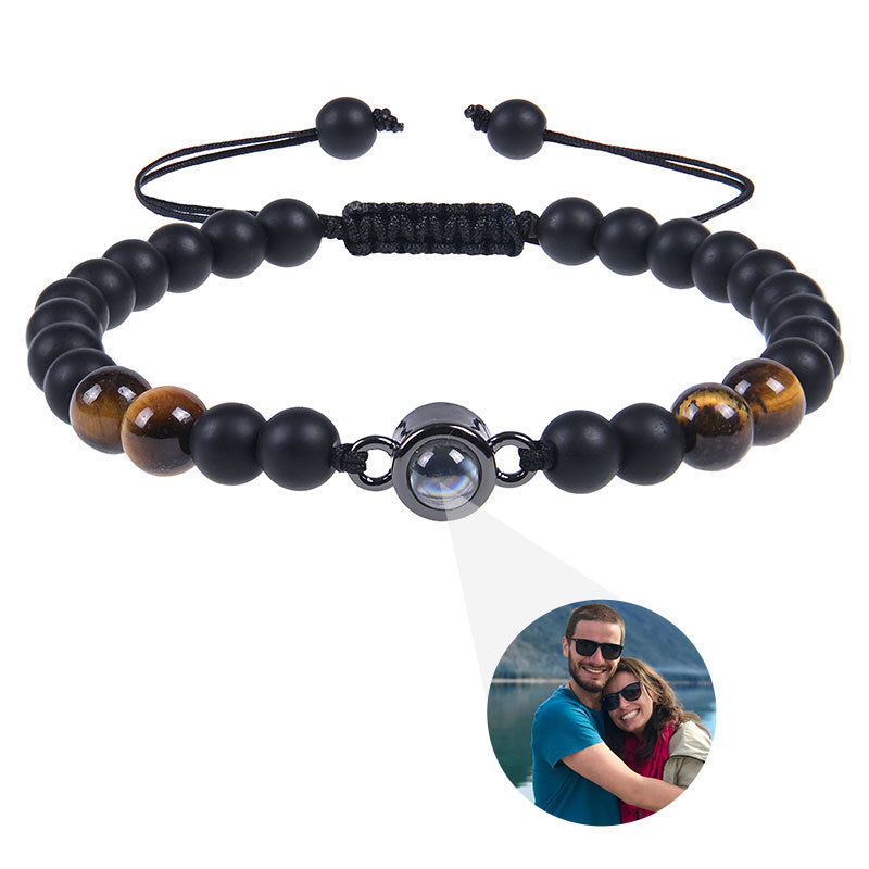 New Arrival Customs Photo Projection Valentine's Day Gift Natural Stone Adjustable Bracelet For Women And Men