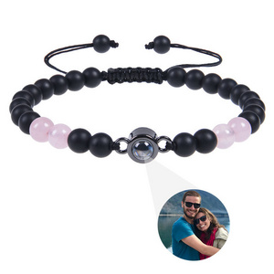 New Arrival Customs Photo Projection Valentine's Day Gift Natural Stone Adjustable Bracelet For Women And Men