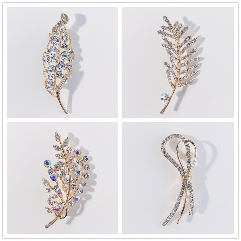 2022 New Stylish Rhinestone Brooch Pins Safety Pins Good Color Retetion Sweater Shawl Clips Jewelry Women's Brooches  Pins