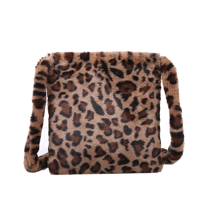 Design Wholesale Price High Quality Fashion Korean Chic Hot Selling Ins Leopard Fuzzy Cross Body Bag With Pocket For Women