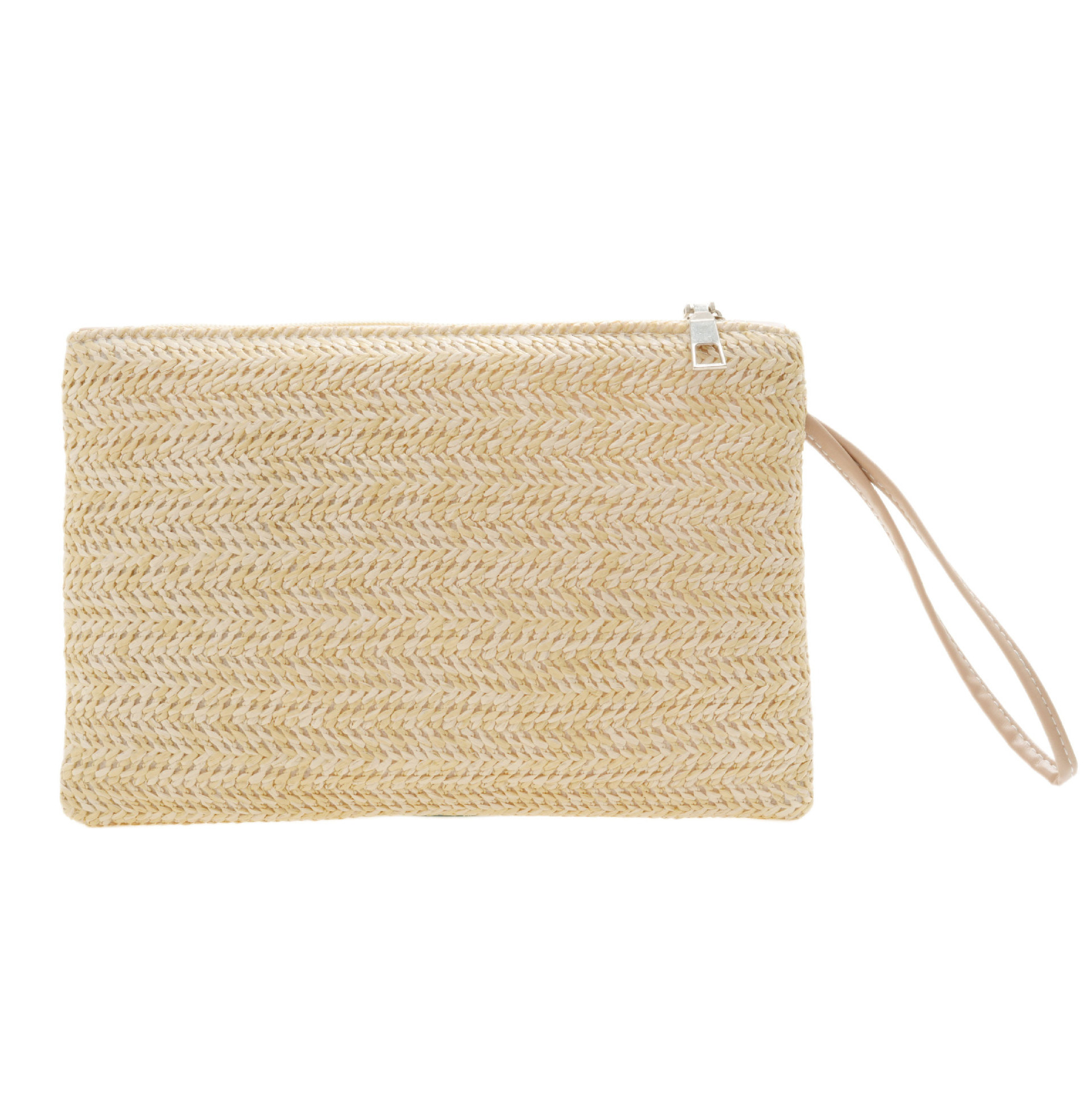 New Women Fashion Summer Beach Travel Beige Khaki Credit Card Key Cash Coin Holder PP Straw Braided Woven Hand Pouch Clutch Bags