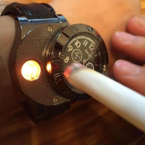 Hot Selling USB Lighter Watch Men's Casual Wristwatches with Windproof Flameless Cigarette Cigar Lighter watch