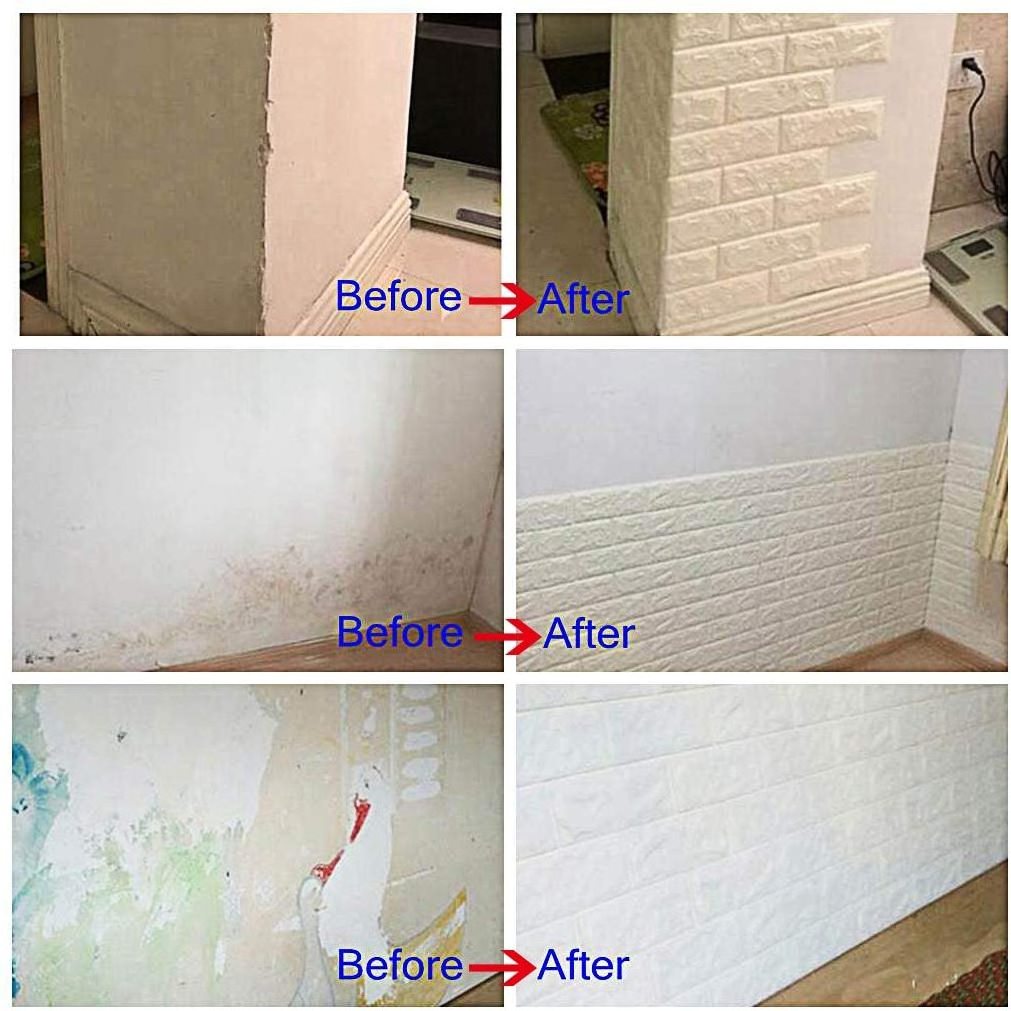 White Brick 3D Wall Panels Peel and Stick Wallpaper for Living Room Bedroom Background Wall Decoration