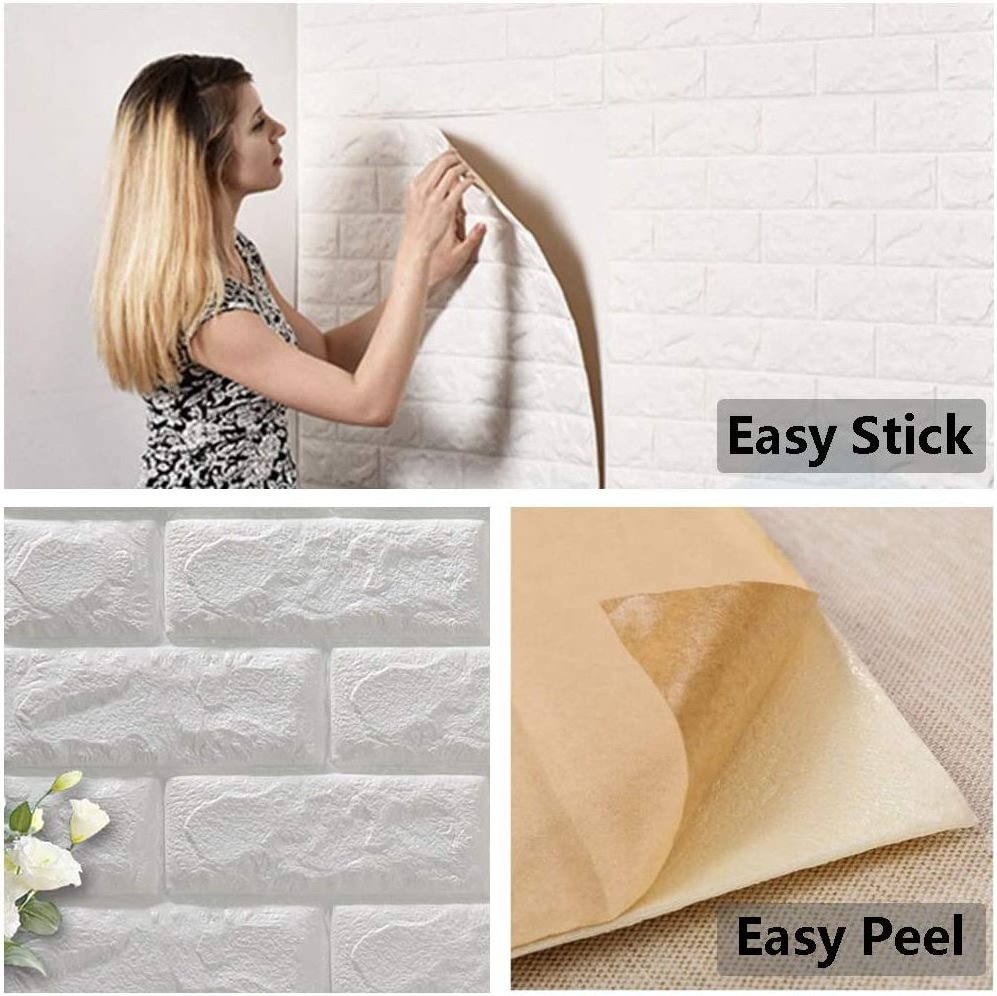 White Brick 3D Wall Panels Peel and Stick Wallpaper for Living Room Bedroom Background Wall Decoration