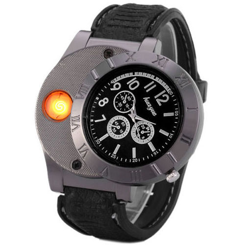 Hot Selling USB Lighter Watch Men's Casual Wristwatches with Windproof Flameless Cigarette Cigar Lighter watch