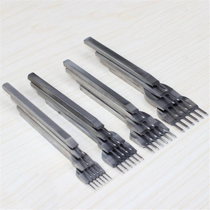 High-grade white Steel 4 Pcs/set 3/4/5/6mm Leather Craft Tools Hole Punches Lacing Hand-stitched Stitching Tool